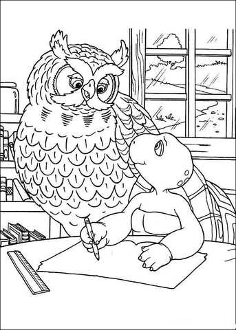 Franklin And His Teacher Mr.Owl Coloring Page